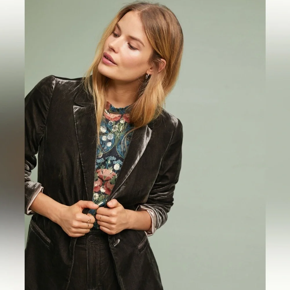 Anthropologie Cartonnier Velvet Blazer Size 4 - Picture 2 of 10